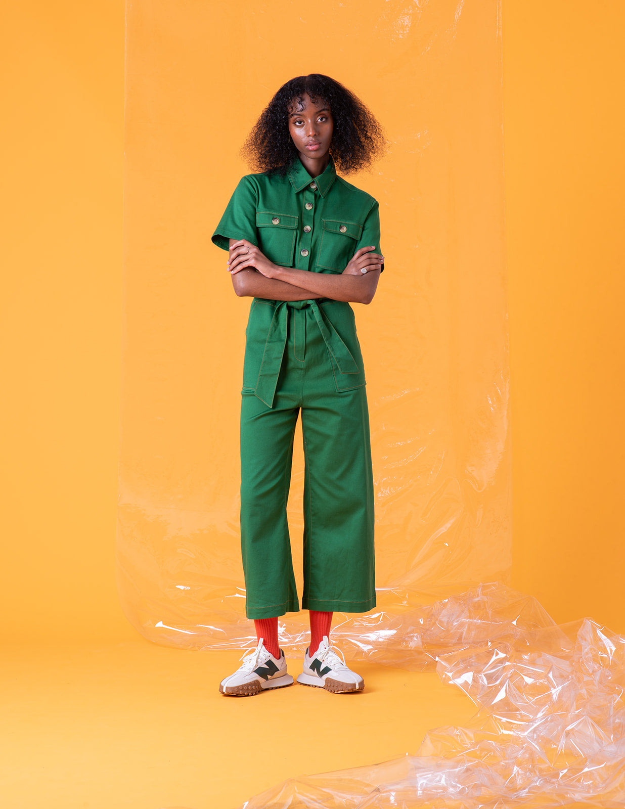 Sustainable Wide Legged Bright Green Jumpsuit – ILK AND ERNIE