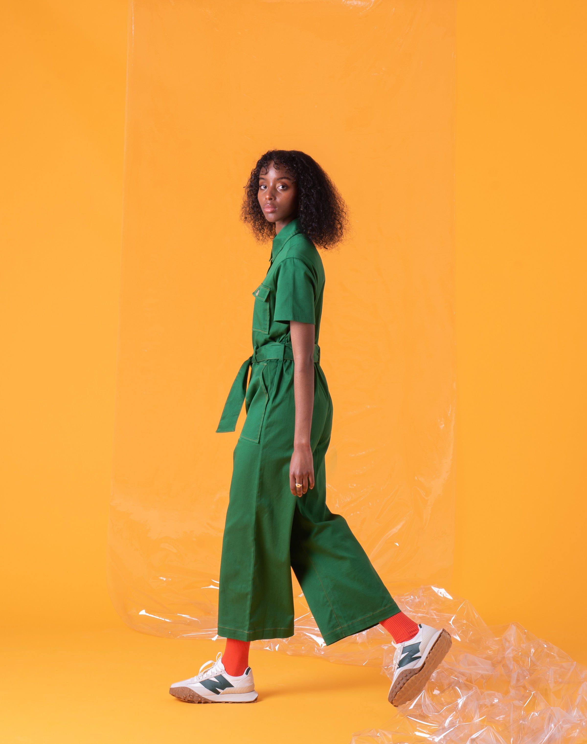 Sustainable Wide Legged Bright Green Jumpsuit – ILK AND ERNIE