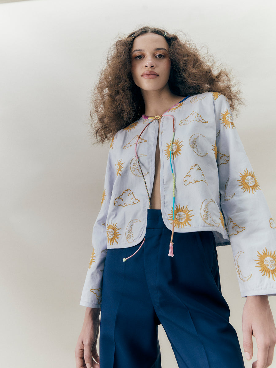 Sustainable Embroidered Cropped Jacket – ILK AND ERNIE
